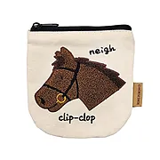 サガラ刺繍丸底ポーチ【鹿毛】